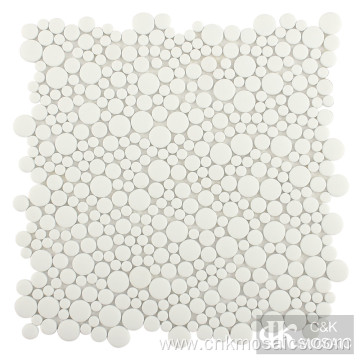 White Round Glass Mosaic Tiles Bubbles